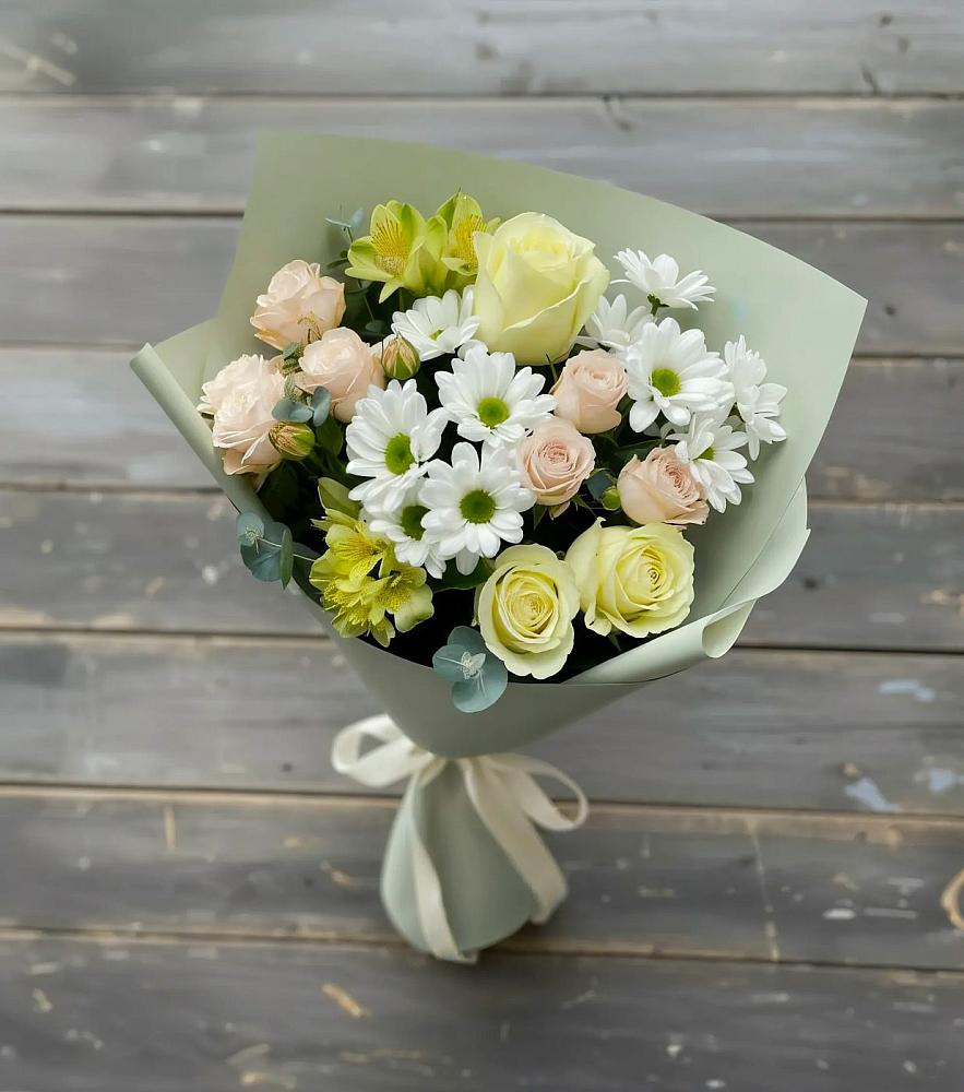 Букет цветов из: Альстромерии, Розы и Хризантемы в Михайлове