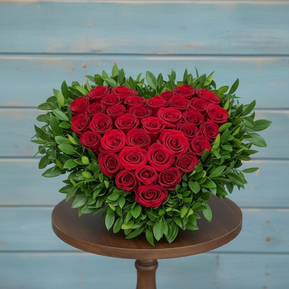 Цветочная композиция из Розы в виде сердца в Михайлове