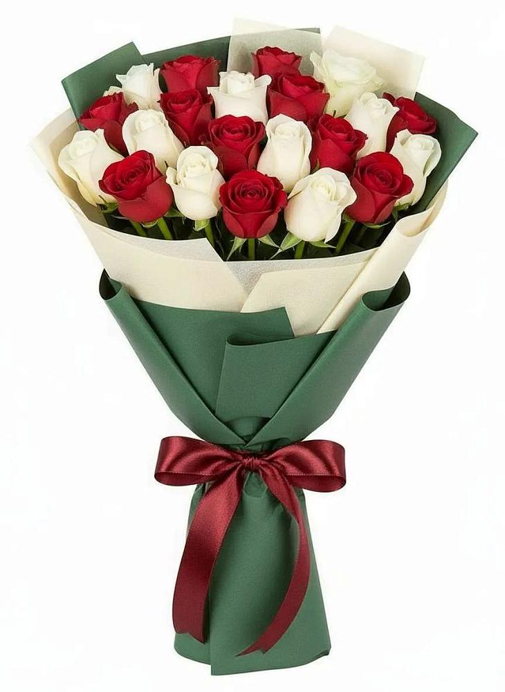 Букет Микс из красных и белых роз в Михайлове