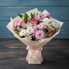 Букет цветов из:  Хризантемы, Альстромерии и Розы в Михайлове