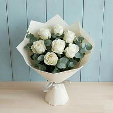 Букет Белые розы в Эвкалипте #REPLACE_PRED# Михайлове