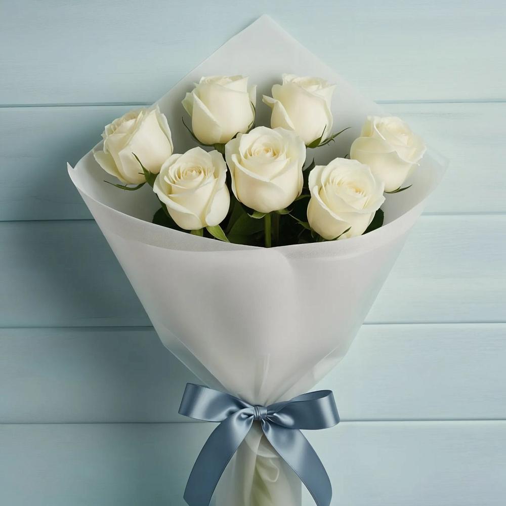 Букет 7 Белых роз Эдлесс Лав в Михайлове